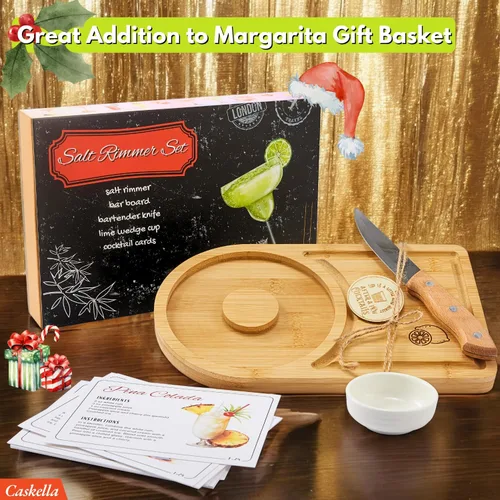Miniatura 6 de Margarita - Juego de rimmer de sal de 6 pulgadas, 2 en 1 para cócteles con tabla de cortar, rimmers de vidrio de azúcar para bebidas, accesorios