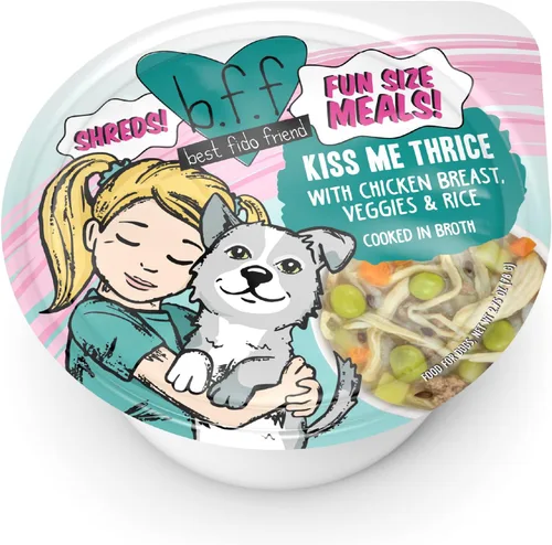 Weruva Best Fido Friend Comidas Tamaño Divertido para Perros, Kiss Me Thrice, Taza de 2.75oz, Paquete de 12