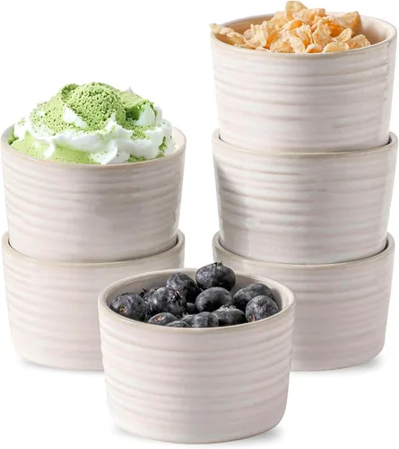 Miniatura 10 de Hasense Ramekins de 8 oz Aptos para Horno para Crème Brûlée, Juego de 6 Platos de Soufflé de Cerámica Aptos para Horno, Cuencos de Porcelana