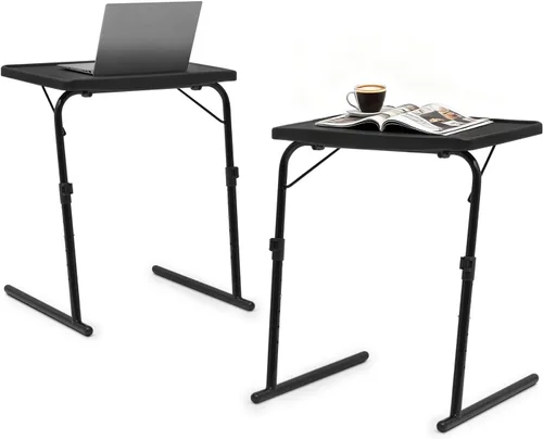 Miniatura 17 de Magshion Bandeja de TV inclinable ajustable de 22 pulgadas, mesa para cena en cama o sofá, cómoda mesa negra plegable con 3 ajustes de ángulo