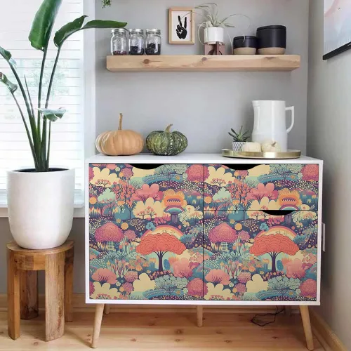 Miniatura 5 de MuralPeel Flores de Árbol Rosas Coloridas Fantásticas Arcoíris Maravilla de Fantasía Paisaje de Cuento de Hadas Papel Pintado de Despegar y Pegar