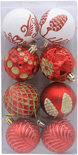 Miniatura 15 de Ochine 6 adornos de bola de Navidad, decoración de árbol de Navidad, adornos de remate rojo, decoración colgante inastillable, decoración
