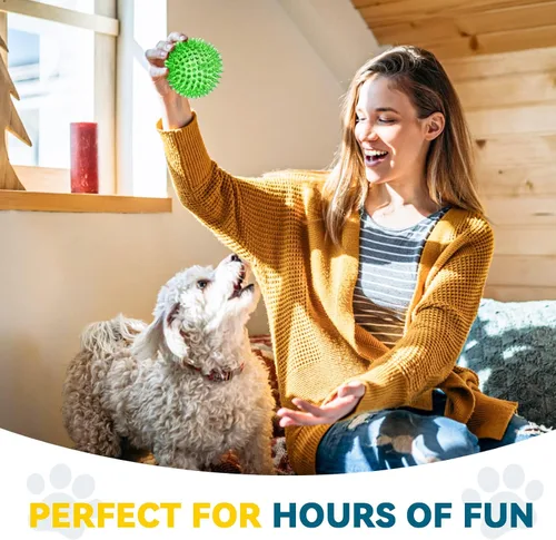Miniatura 7 de SHARLOVY Pelota de juguetes para perros grandes de 3.5", paquete de 6 juguetes chirriantes, duraderos para masticadores agresivos, pelota con púas