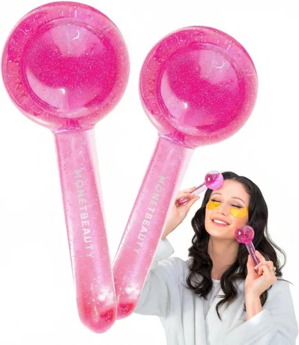 MonétBeauty Globos de Hielo para el Rostro, Seguros para Congelador y Globos Faciales Altamente Efectivos para Rutinas de Belleza Diarias, Rodillo