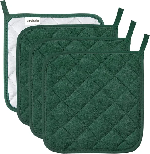 Miniatura 15 de Joyhalo Paquete de 6 agarraderas para ollas de cocina, agarradera de horno de algodón con gran resistencia al calor, almohadillas térmicas Especias