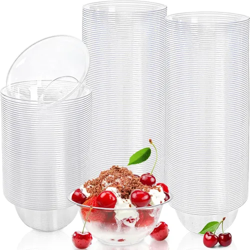 Tebery Paquete de 200 cuencos de plástico transparente, 6 onzas, desechables, pequeños cuencos duros para sopa, ensalada, cuencos de fiesta tamaño