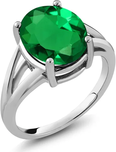 Miniatura 20 de Gem Stone King Anillo solitario con piedra preciosa de 3.00-7.00 quilates Plata de ley 925 Ovalado de 0.47 x 0.49 pulgadas Anillo