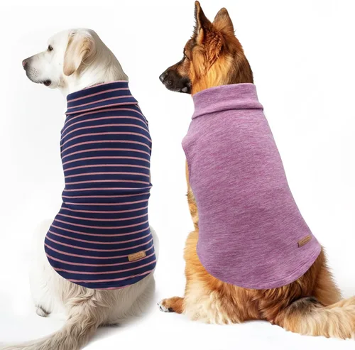 Miniatura 18 de KYEESE Paquete de 2 suéteres para perro, sudadera elástica para perros, ropa suave para mascotas, abrigos cálidos para perros, cuello alto, suéteres