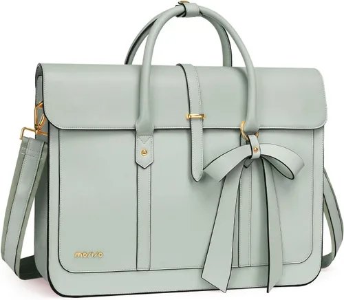Miniatura 9 de MOSISO Bolsa para computadora portátil para mujer, de piel sintética, mochila convertible, bolsa de viaje para computadora con lazo