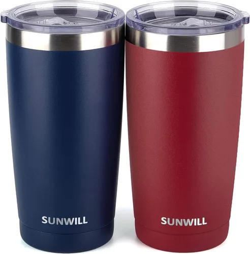 Miniatura 17 de SUNWILL Vaso de café de viaje de 20 onzas, taza aislada con tapa, taza de acero inoxidable para bebidas calientes y frías, con recubrimiento