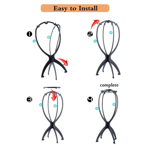 Miniatura 4 de DANSEE Paquete de 2 soportes cortos para pelucas, soporte de peluca para múltiples pelucas