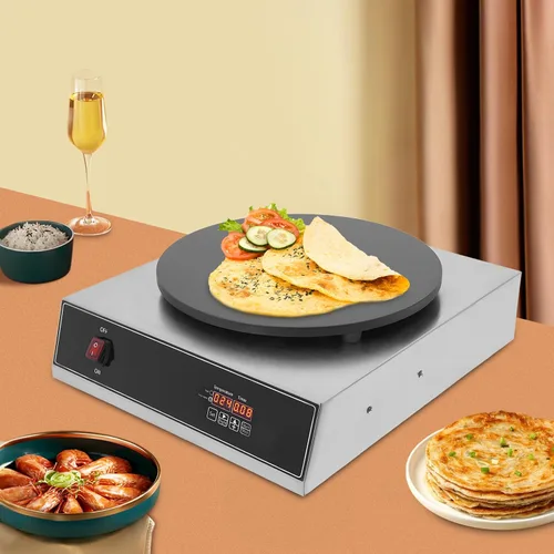 Miniatura 2 de Máquina eléctrica para hacer crepes comercial, para hacer panqueques grandes, plancha, placa plana, sartén para crepes, cereales, estufa para 1650 W