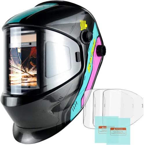 Miniatura 10 de Casco de soldadura TRQWH con luz, color verdadero, oscurecimiento automático, cascos de soldadura para hombres, capucha de soldadura con energía
