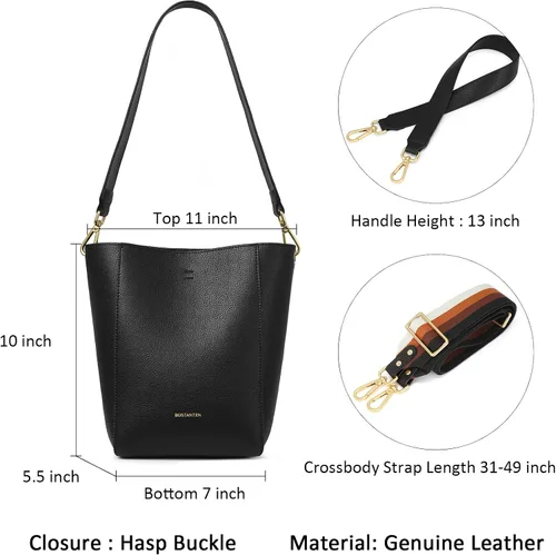 Miniatura 3 de Bostanten Bolsas de cuero para hombro, tipo balde, para mujer