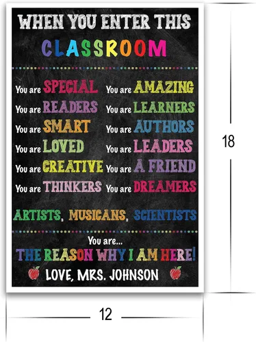 Miniatura 2 de Póster personalizado de reglas del aula, personalizado cuando entras en este aula, póster motivacional positivo inspirador para profesores, CRP001