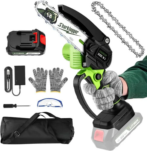 Mini motosierra, motosierra eléctrica inalámbrica de 6 pulgadas, motosierra portátil de mano para poda de árboles, tijeras y mantenimiento de