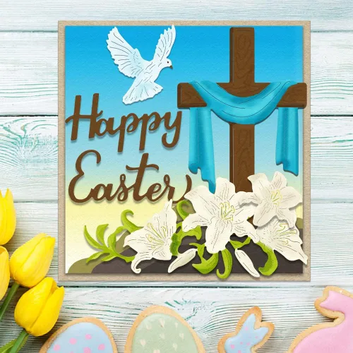 Miniatura 5 de Troqueles de corte de metal con diseño de flores de Pascua, palabras de Pascua, animales troquelados para hacer tarjetas, herramienta de plantilla