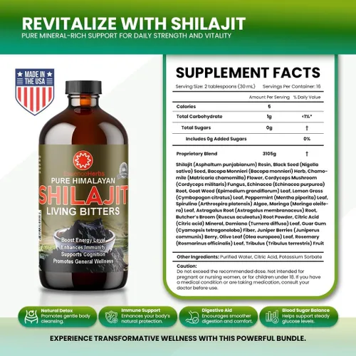 Miniatura 5 de Essence Herbs Shilajit - Líquidos amargos hechos con shilajit, moringa, semillas negras y más (paquete de 1)