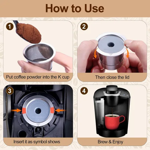 Miniatura 4 de RETHONE Tazas K reutilizables para Keurig: Cápsulas de café K recargables para máquina de café Keurig 1.0 y 2.0, Filtros de café de acero