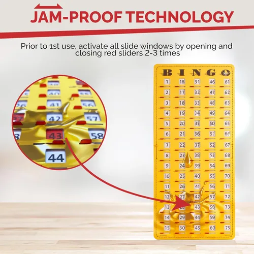 Miniatura 3 de MR CHIPS Tarjeta de bingo principal con punta de dedo a prueba de atascos con ventanas deslizantes Tarjetas de llamadas de cartón grandes