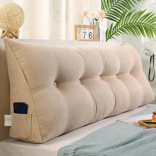 Miniatura 22 de Almohada triangular grande de cuña de lectura, cojín de cabecera para reposo en cama, almohada de forro polar para cabecero, respaldo con funda