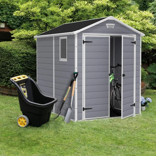 Miniatura 6 de Cobertizo de almacenamiento Keter Manor al aire libre, Gris/Blanco