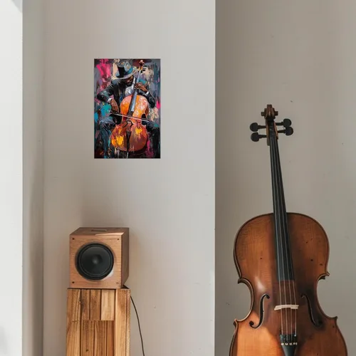 Miniatura 3 de SWQYLB Arte de pared de música negra, arte abstracto de jazz, pintura afroamericana, lienzo, instrumentos musicales, imágenes, aula, música, Negro