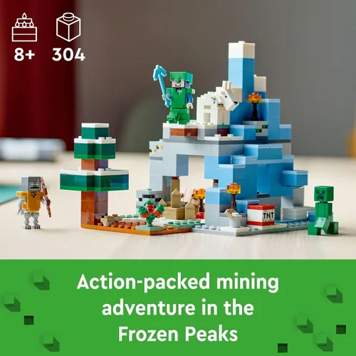 Miniatura 2 de LEGO Minecraft The Frozen Peaks 21243, Set de Montaña Cueva con Steve, Creeper, Figuras de Cabra y Accesorios, Juguete de Bioma Helado para Niños