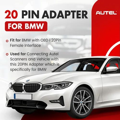 Miniatura 2 de Autel Adaptador de Diagnóstico Original BMW de 20 Pines, Conector Macho OBD1 de 20 Pines a Hembra OBD2 de 16 Pines para BMW de 20 Pines, Funciona