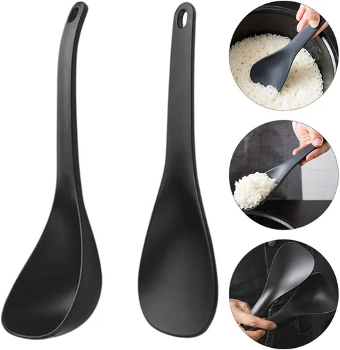Miniatura 9 de DOITOOL Juego de paletas de arroz antiadherentes y cucharas de sopa hechas de material de polipropileno. Utensilios grandes para servir con asas