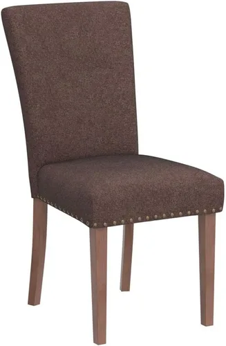 Miniatura 4 de COLAMY Parsons Juego de 4 sillas de comedor tapizadas de tela, sillas auxiliares de cocina con tapicería con clavos y patas de madera, marrón F