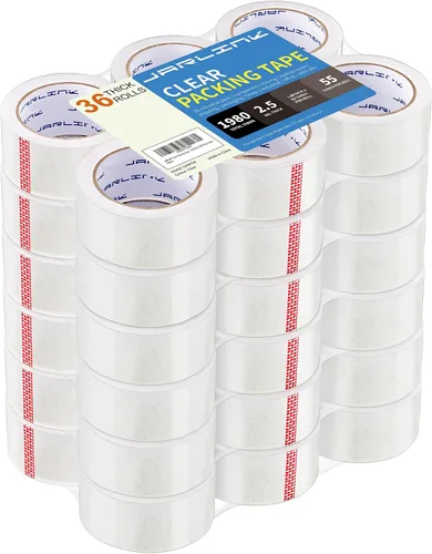 Miniatura 10 de JARLINK Cinta de embalaje transparente (12 rollos), cinta de embalaje resistente para embalaje de envío, sellado en movimiento, 1.88 pulgadas