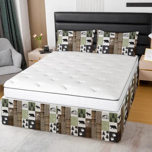 Miniatura 10 de Falda de cama con estampado azteca, tamaño individual, falda de cama de retazos geométricos abstractos para niños, niñas, adultos, decoración