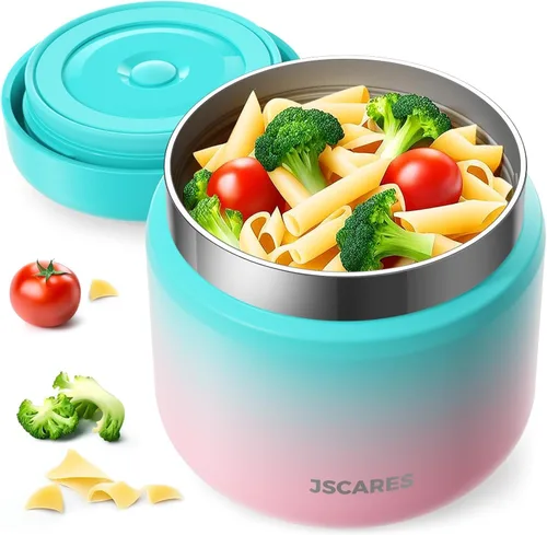 Miniatura 9 de JSCARES Frascos de Comida Aislados para Niños de 12oz para Comida Caliente, Frasco Térmico de Comida de Sopa de Boca Ancha Contenedor Térmico de Rosa