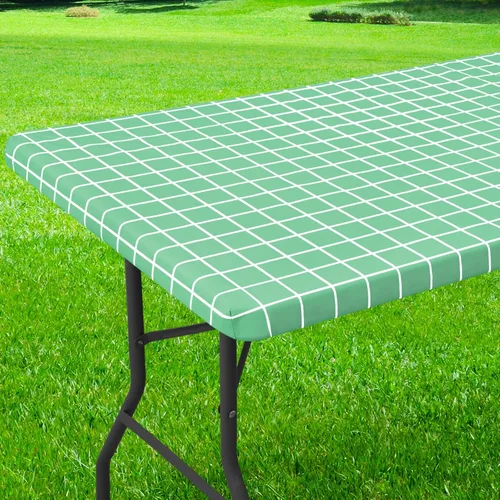 Miniatura 13 de Mantel redondo de vinilo de 36 a 44 pulgadas, mantel elástico impermeable con reverso de franela, mantel de plástico para picnic, campamento, al Café