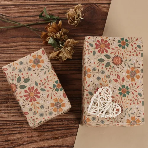 Miniatura 6 de Aimyoo Rollo de Papel de Envolver Kraft Floral, Papel de Regalo de Flores Vintage para Todas las Ocasiones para Bodas, Cumpleaños, Despedida de 2301