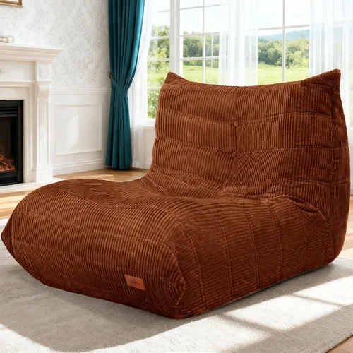 Miniatura 44 de Puf para adultos, silla puf grande, sillón con relleno de espuma viscoelástica para el hogar, apartamento o sala de juegos, gris afelpado Felpa gris