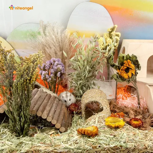 Miniatura 6 de Niteangel Ropa de cama de hámster natural y suave, decoración de hábitat de animales pequeños para hámsteres enanos sirios, jerbos, ratones