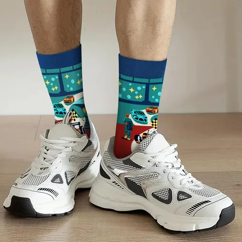 Miniatura 3 de VICRAZY Coche de Carreras, Calcetines de Coche Deportivo para Hombres, Mujeres - Regalos de Fórmula 1, Calcetines de Carreras, Rellenos de Media