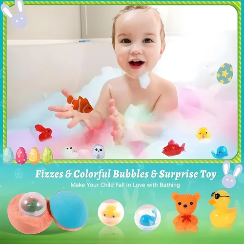 Miniatura 5 de Bombas de baño para niños con sorpresa en el interior, paquete de 20 bombas de baño para niños, relleno de cesta de Pascua, regalos de Pascua