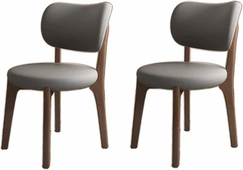 Miniatura 24 de Juego de 2 sillas de comedor tapizadas de cuero suave, sillas de comedor de madera maciza, con asiento acolchado y patas de madera para cocina, sala