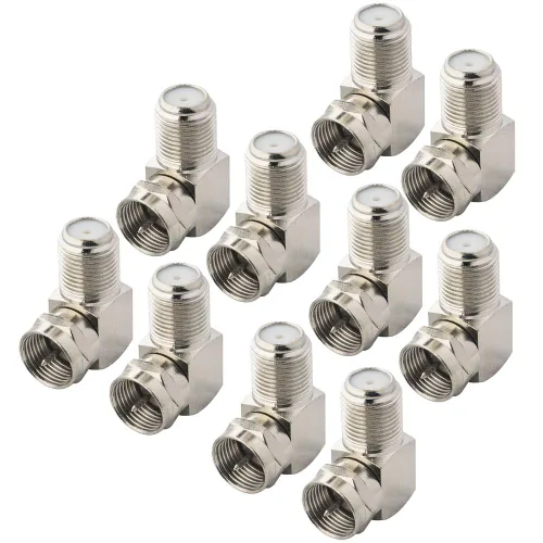 onelinkmore Cable coaxial Conector de ángulo recto Tipo F Adaptador hembra a macho Conector coaxial F macho a F81 hembra Extensor F Pin RG6