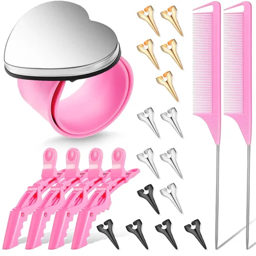 Miniatura 8 de 22 piezas de herramientas de trenzado de pelo con muñeca magnética para coser alfiler, pulsera de punto inoxidable, herramienta de anillo de dedo