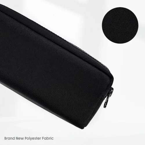 Miniatura 2 de Estuche para lápices de gran capacidad, bolsa de color puro para bolígrafos con cremallera, bolsa de almacenamiento estacionaria para oficiales Negro