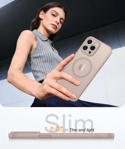 Miniatura 90 de FNTCASE Funda para iPhone 17 Pro: Fundas delgadas translúcidas de color azul claro compatibles con MagSafe, protección completa de la cámara