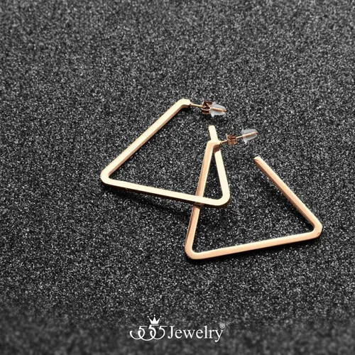 Miniatura 3 de 555Jewelry - Pendientes de triángulo de acero inoxidable para mujer