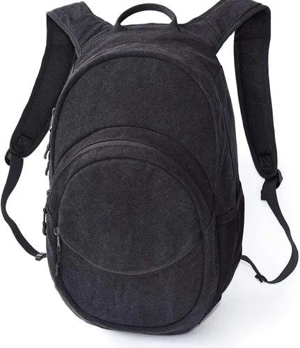 Miniatura 6 de FH Mochila de lona estilo vintage, mochila negra para hombres y mujeres, mochila de viaje para computadora portátil