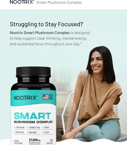 Miniatura 2 de Nootrix Suplemento complejo de hongos inteligentes Suministro para 60 días Apoya la memoria, el enfoque mental, la salud cognitiva y la energía