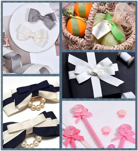 Miniatura 5 de Abbaoww Cinta de grogrén negro sólido de 1/2 pulgada de 50 yardas para decoración de boda, envoltura de regalos, proyectos de bricolaje