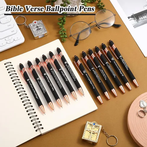 Miniatura 4 de Chuangdi 48 bolígrafos con versículo bíblico, bolígrafos cristianos a granel con citas inspiradoras, escrituras motivacionales para mujeres y Negro